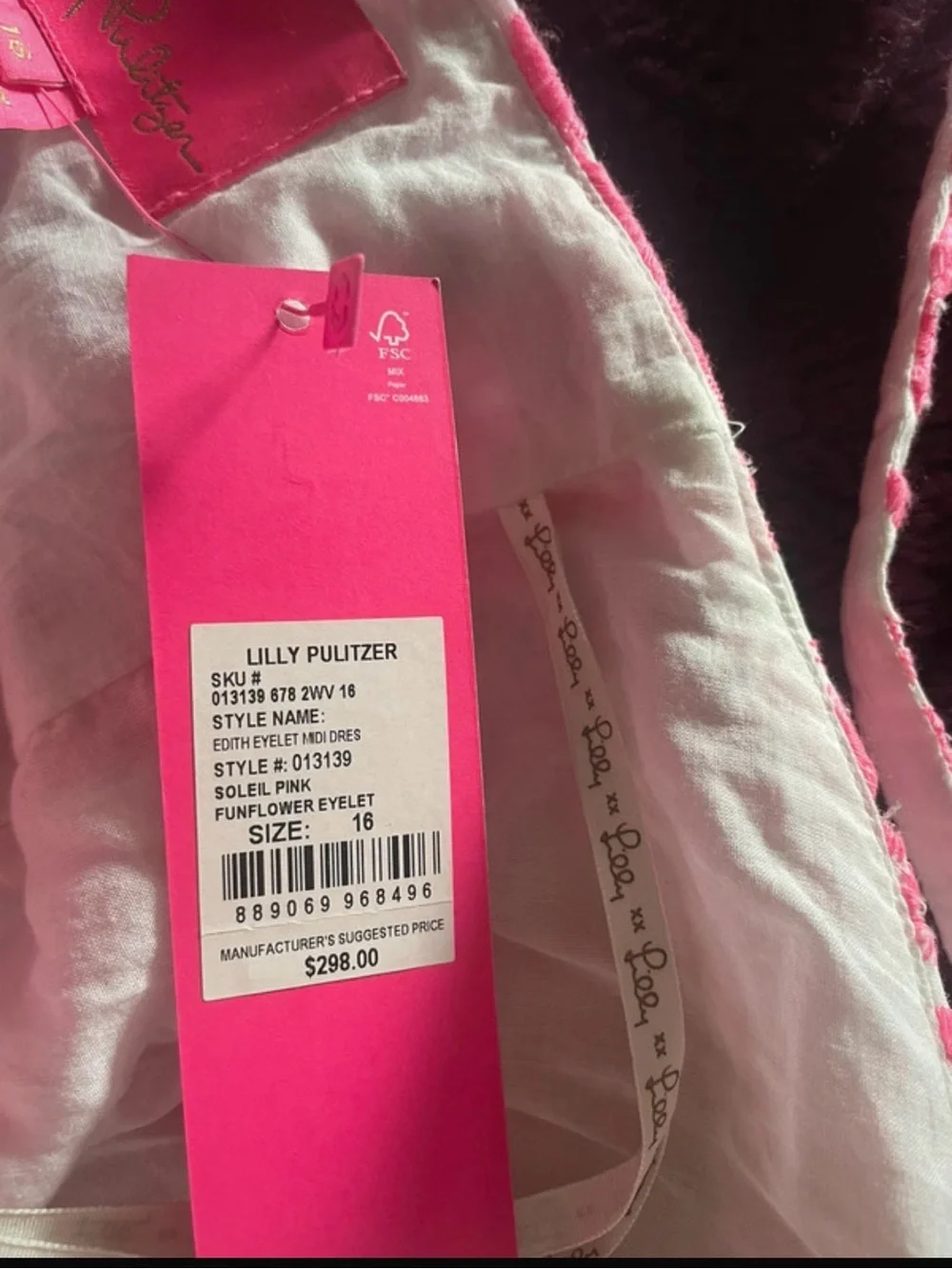 NWT Lilly Pulitzer Funflower Eyelet Pink Floral Tiered Sundress 16 - Picture 15 of 16